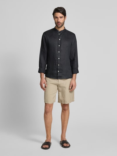 Casual Friday Slim fit vrijetijdsoverhemd van linnen, model 'Anton' Zwart - 1