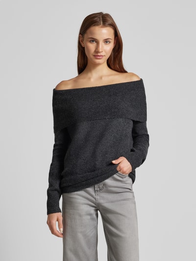 Tom Tailor Denim Weicher Pullover mit Carmen-Ausschnitt Anthrazit 4