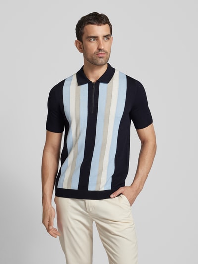 HUGO Poloshirt mit kurzem Reißverschluss Modell 'Sholpon' Dunkelblau 4