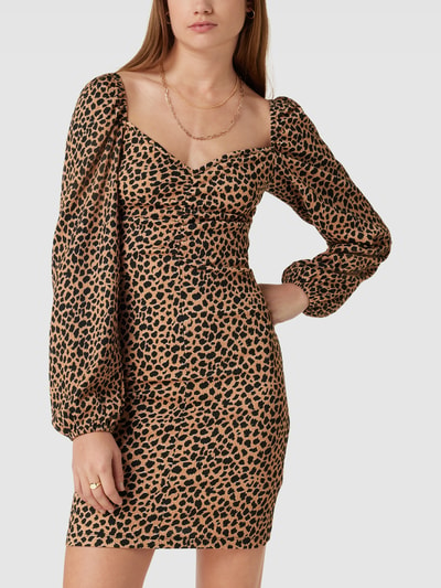 Gina Tricot Blusenkleid mit Animal-Print Mittelbraun 4