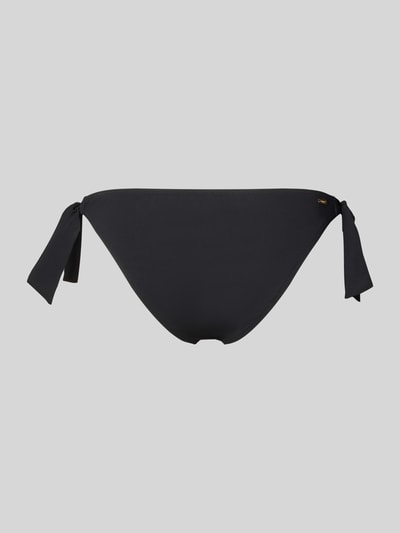 Produktfoto, Bikini-Slip mit Label-Detail Modell 'SOLID CHEEKY BUM' von Barts, czarny, gładki materiał, boczne wiązania, dopasowany krój, miks materiałów ze stretch'em