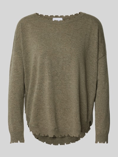 Kujten Strickpullover im Destroyed-Look Modell 'MELA' Khaki Melange 1