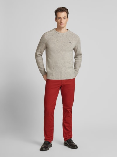 Christian Berg Men Straight Leg Chino mit Strukturmuster Rot 1