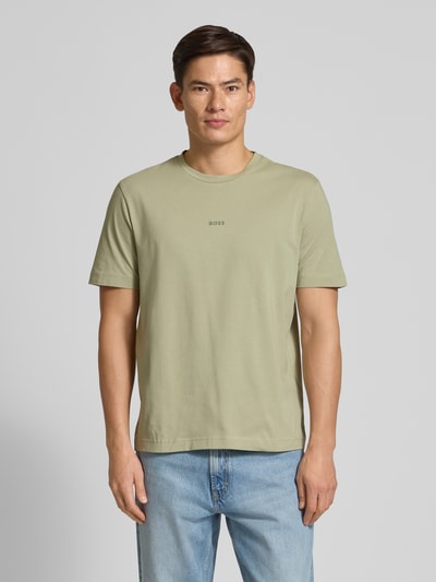 BOSS Orange Regular fit T-shirt van katoenmix Lindegroen - 4