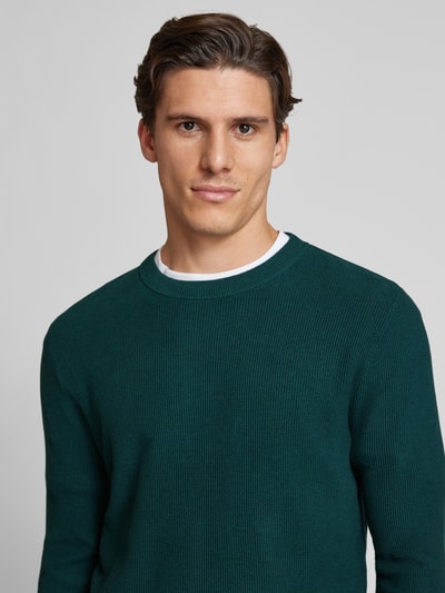 Tom Tailor Regular Fit Strickpullover mit geripptem Rundhalsausschnitt Dunkelgruen 3