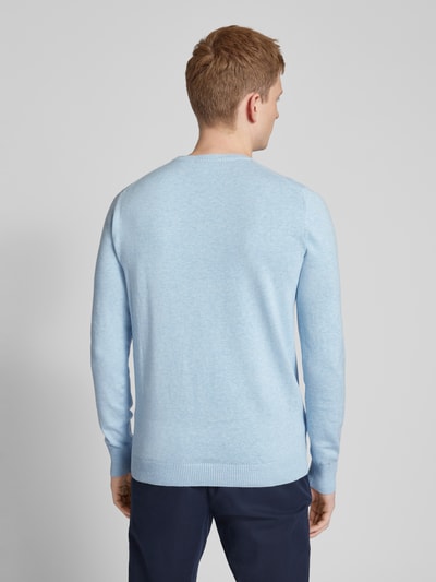 Bruun & Stengade Gebreide pullover met geribde ronde hals, model 'JUPITER' Lichtblauw - 5