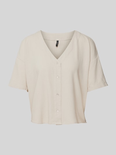 Vero Moda Blouse van een mix van viscose en linnen met V-hals, model 'JESMILO' Zand - 2