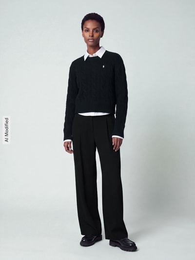 Polo Ralph Lauren Kaschmirpullover mit Zopfmuster Black 1