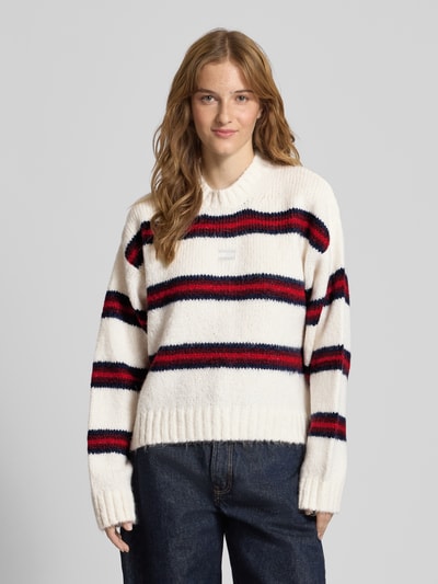 Tommy Jeans Regular Fit Strickpullover mit Alpaka-Anteil Ecru 4