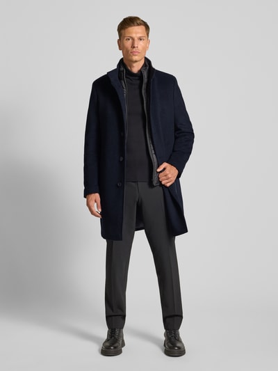 Christian Berg Men Mantel aus Woll-Mix mit Stehkragen Dunkelblau 1