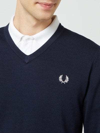 Fred Perry Pullover mit Woll-Anteil Dunkelblau 3