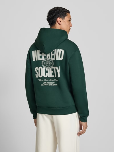 REVIEW Hoodie mit Logo-Print und Känguru-Tasche Dunkelgruen 5