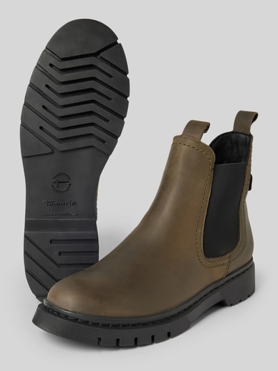 Tamaris Chelsea Boots aus Leder mit Zugschlaufen Dunkelgruen 3