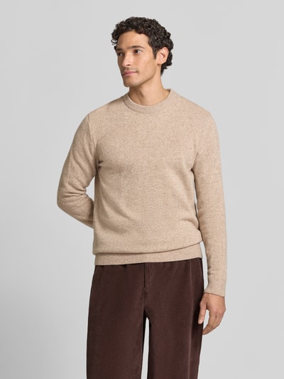 Barbour Pullover aus Woll-Seide-Mix mit Rundhalsausschnitt Modell 'TISBURY' Beige 4