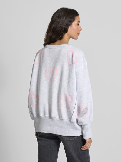 miss goodlife Oversized Sweatshirt aus reiner Baumwolle mit Motiv-Print Hellgrau Melange 5