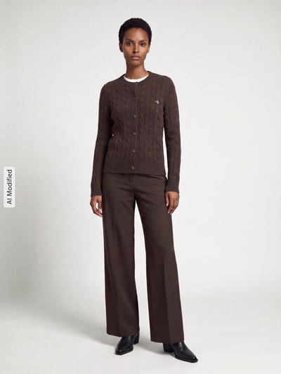 GANT Strickjacke aus Wolle mit Logo-Detail Dunkelbraun 1