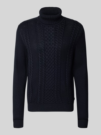 Jack & Jones Rollkragenpullover mit Zopfmuster Modell 'PAUL' Marine 2