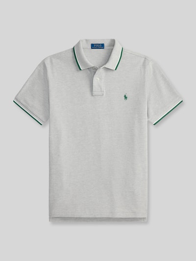 Polo Ralph Lauren Regular Fit Poloshirt aus reiner Baumwolle mit Kontraststreifen Hellgrau 2