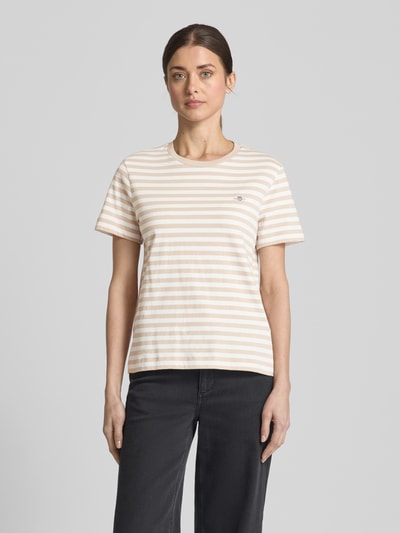 Gant T-Shirt mit Label-Stitching Sand 4