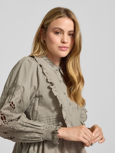 Neo Noir Blouse met lange mouwen en knoopsluiting Rietgroen - 3