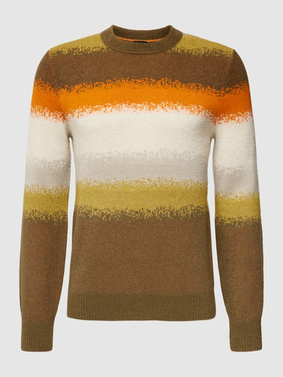 BOSS Orange Strickpullover mit Streifenmuster Modell 'KULTICO' Oliv 2