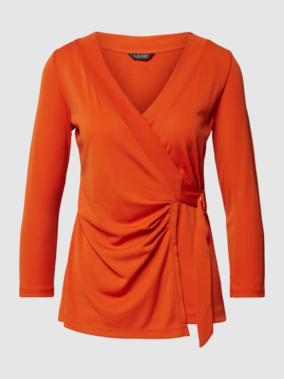 Lauren Ralph Lauren T-Shirt mit 3/4-Arm in Wickel-Optik Orange 2