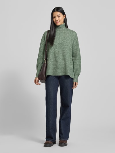 VERO MODA Regular Fit Rollkragenpullover mit Seitenschlitzen Modell 'DOFFY' Schilf Melange 1