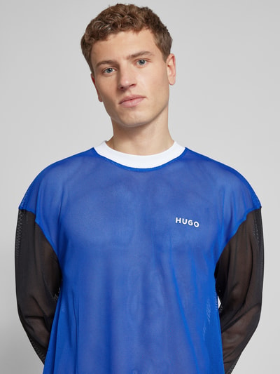 Hugo Blue Shirt met lange mouwen en labeldetail, model 'Nellingham' Blauw - 3