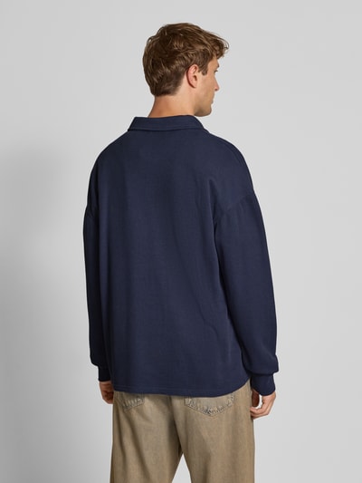 Pegador Longsleeve mit Logo-Stitching und Polokragen Marine 5