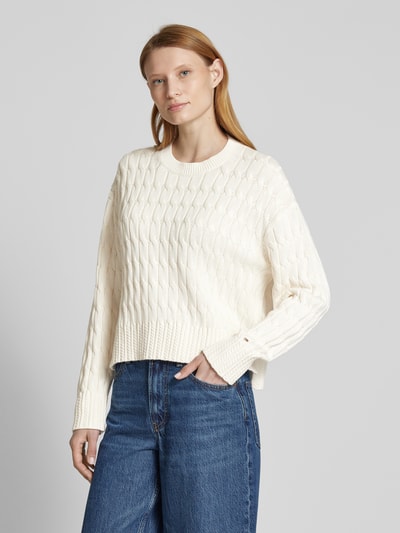 Tommy Hilfiger Strickpullover aus reiner Baumwolle mit Rundhalsausschnitt Ecru 4