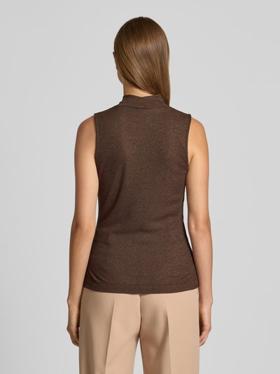 Rich & Royal Schimmerndes Top aus Viskose-Mix mit Stehkragen Dunkelbraun 5