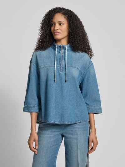 Marc Cain Jeansshirt met opstaande kraag en ritssluiting Lichtblauw gemêleerd - 4