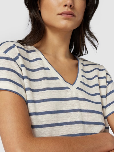 Weekend Max Mara T-Shirt aus Leinen mit V-Ausschnitt Rauchblau 3