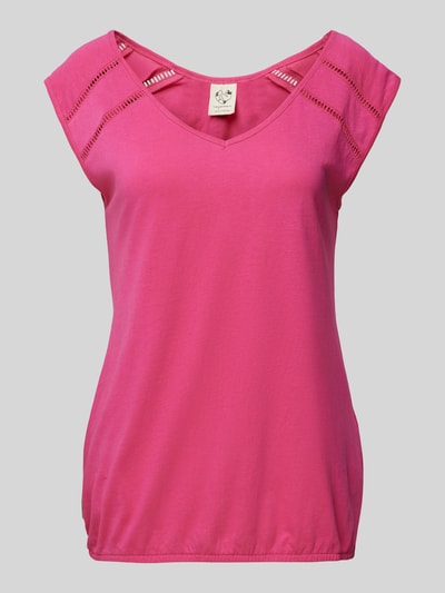 Ragwear T-Shirt mit V-Ausschnitt Modell 'Jungie' Pink 2