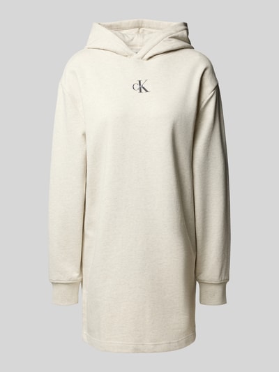 Calvin Klein Jeans Relaxed Fit Hoodie-Kleid mit Logo-Stitching Modell 'Terry' Hellgrau 2