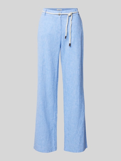 Christian Berg Woman Stoffhose aus Leinen-Mix mit Bindegürtel Blau Melange 2