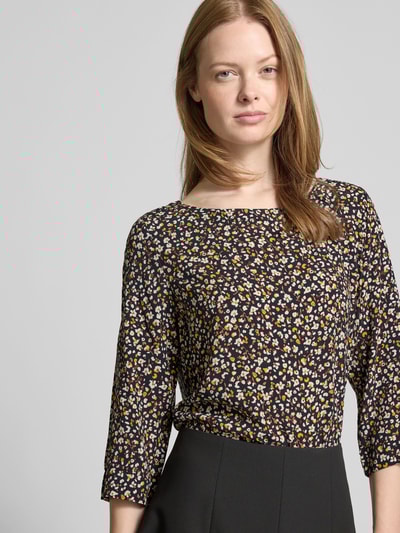 Zero Bluzka z wiskozy okrągłym dekoltem i rękawami o dł. 3/4 Czarny 3