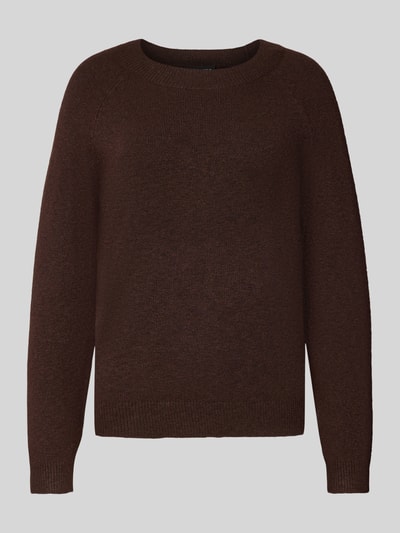 Only Sweter z dzianiny o kroju regular fit z raglanowymi rękawami model ‘RICA’ Czekoladowy melanż 2