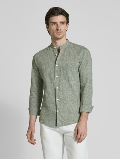 Lindbergh Regular Fit Freizeithemd aus Leinen-Baumwoll-Mix Oliv 4