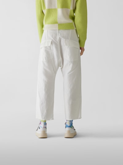 Nili Lotan High Waist Jeans-Culotte mit Fransen Weiß 5