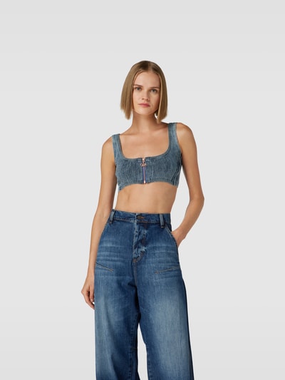 Diesel Crop Top in Strick-Optik Anthrazit Melange 4