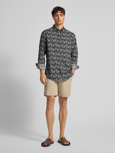 Christian Berg Men Regular fit vrijetijdsoverhemd met bloemenmotief Zwart - 1