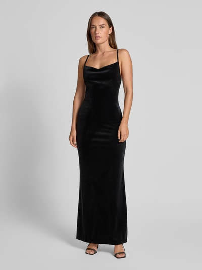 Lipsy Avondjurk met cascadehals Zwart - 4
