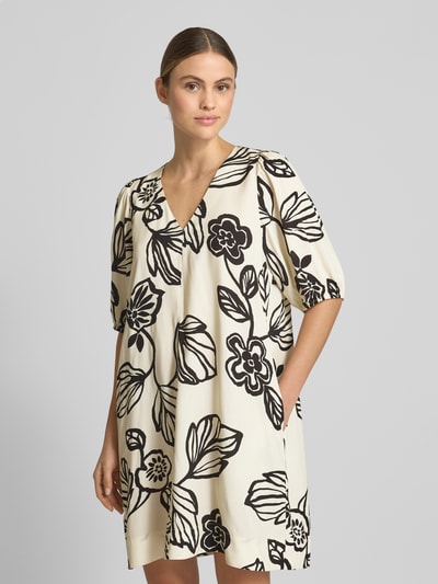 JAKE*S STUDIO WOMAN Knielanges Kleid mit V-Ausschnitt Offwhite 4