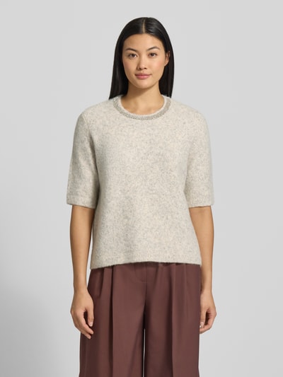 s.Oliver BLACK LABEL Boxy Fit Strickpullover mit kurzem Arm und Woll-Anteil Hellgrau 4