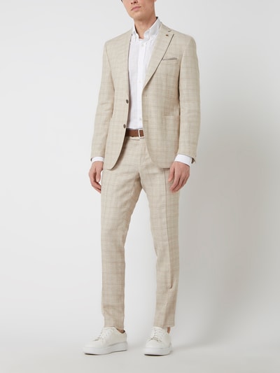 Carl Gross Modern fit 2-knoops colbert van linnenmix, model 'Tedrick' Beige - 1