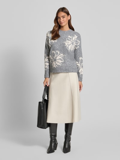 B.Young Gebreide pullover met ronde hals, model 'omea' Middengrijs gemêleerd - 1