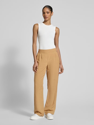 Stehmann Wide Leg Stoffhose aus Viskose-Leinen-Mix Modell 'Alexandria' Beige 1