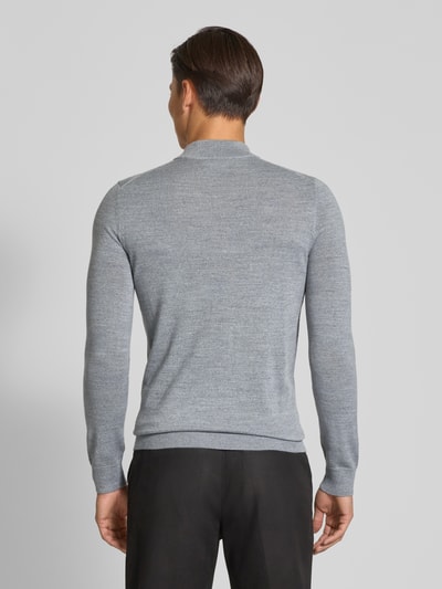 Christian Berg Men Gebreide pullover van een mix van merinowol met opstaande kraag Lichtgrijs gemêleerd - 5