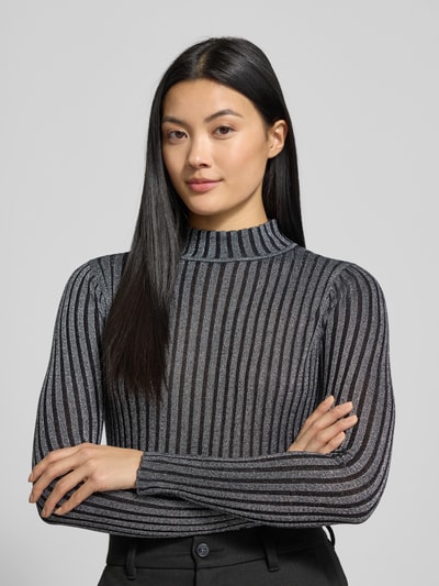 Soyaconcept Pullover aus Viskose-Mix mit Stehkragen Modell 'Violetta' Metallic Black 3